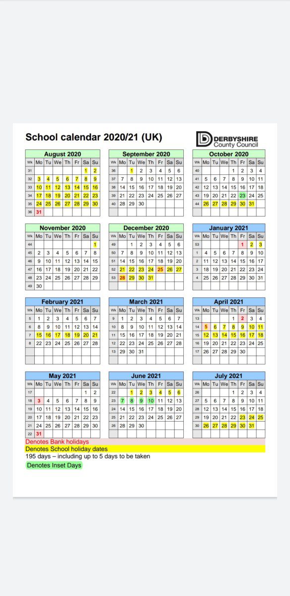 Calendar Castle View Primary School Matlock